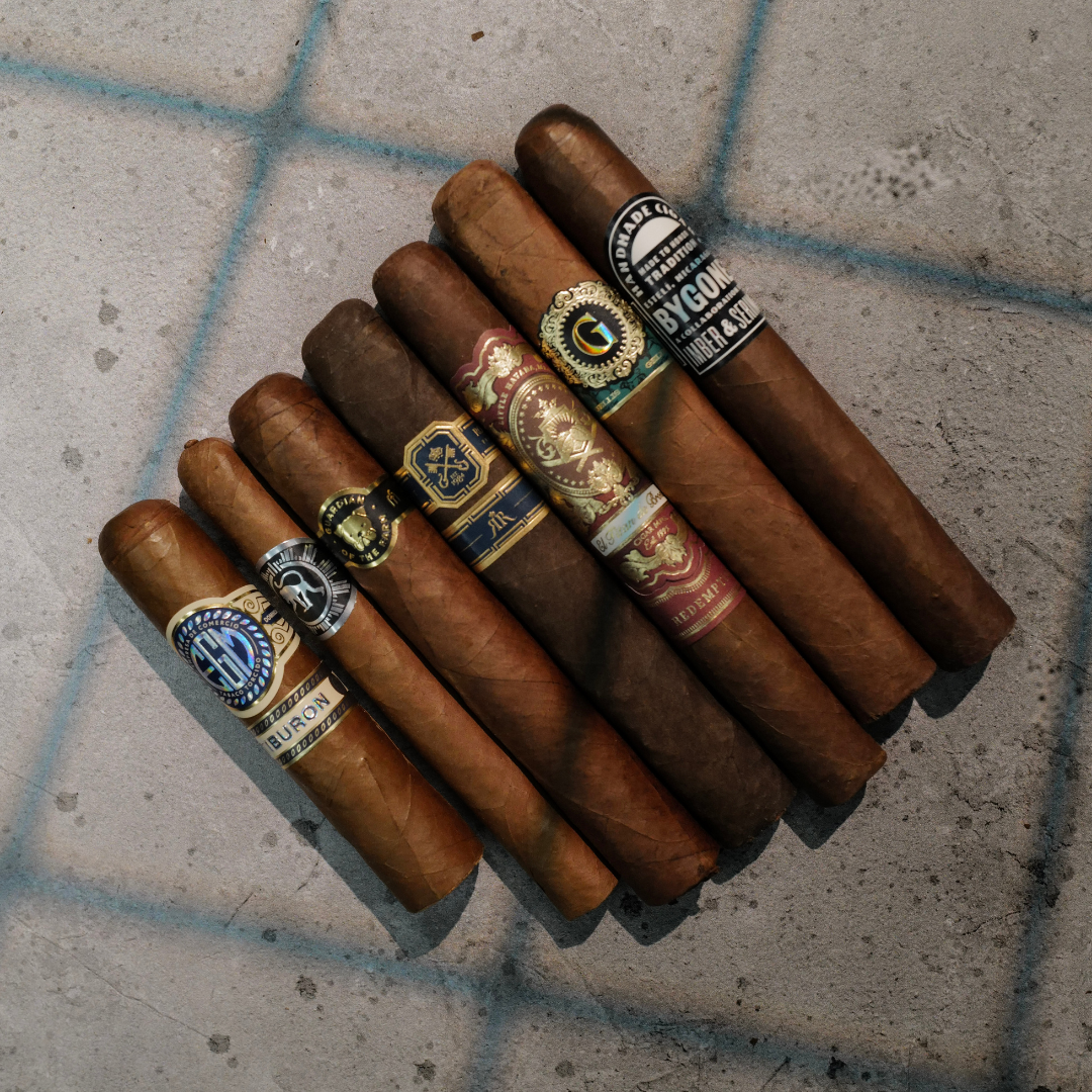 lil brown tobacco Little Cigars Sampler Striking boot stitching in red Coffee and Cigar Sampler