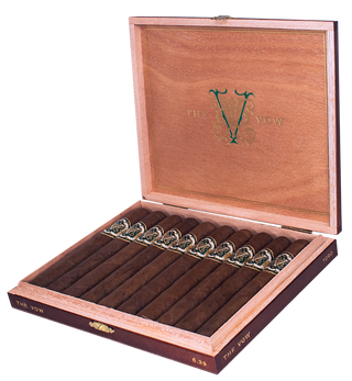 open cigar box of 10 avowed cigars