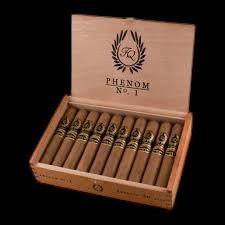 Box of Phenom cigars with visible branding on a black background