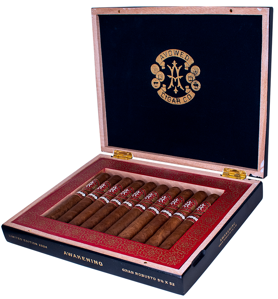 Open box of avowed awakening cigar