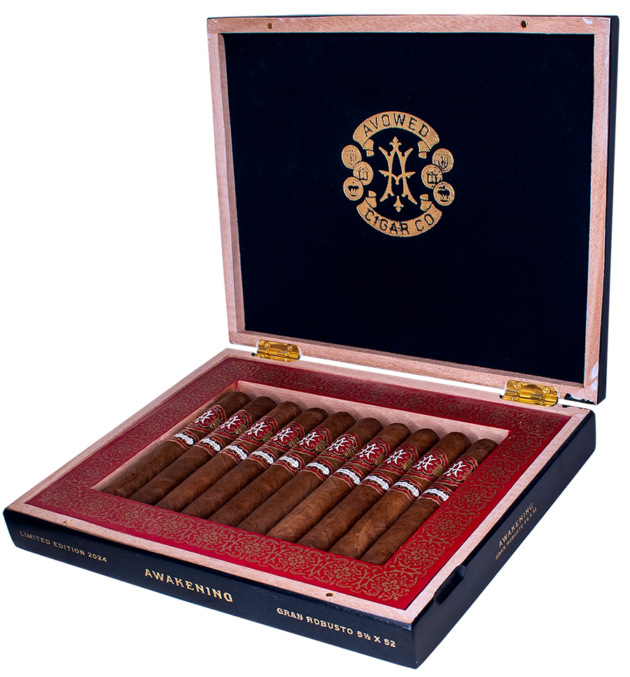Open box of avowed awakening cigar
