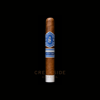 Cigar with a blue label on a black background