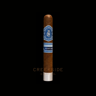Cigar with a blue label on a black background