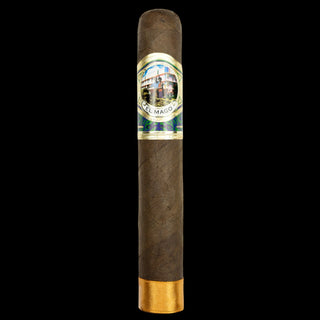 Cigar with a visible label on a black background