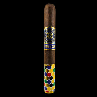 Cigar with a colorful band on a black background