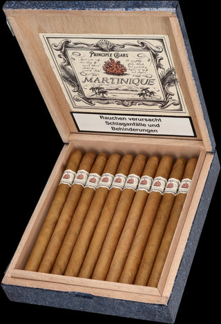 Photo of cigars with a white label in a blue box