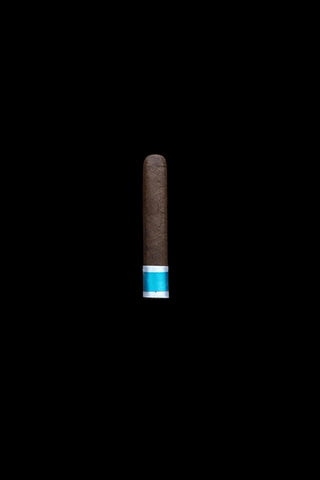 Cigar with a blue tip on a black background