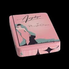 A pink rectangular box with rounded corners, featuring vintage-style illustrated figures and the text 'Angie's by Peggy Gougeon' on a black background.