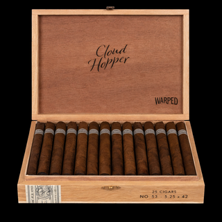 Open Wooden Box of 25 Warped Cloud Hopper Cigars